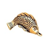 ESTINTENG Brass Dragon Fish Keychain Pendant Carp Jum Dragon Gate Pendant Decoration, Rich and Noble Carp