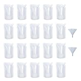 Yukiyi 20pcs 500ml Refillable Clear Drink Pouches for Festivals Essentials Festival Accessories Travel Plastic Drinks Juice Bags Drink Container Party Halloween Cold Beverage