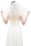 SUNHUITOY Bridal Veil White Wedding Veils Women's Short Wedding Veil Tulle with Comb for Brides Shower Bachelorette Hen Party Halloween Costume Girls First Communion (Ivory)