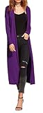 Re Tech UK Ladies Womens Maxi Plus Size Long Cardigans for Women UK Collared Top Long Full Sleeve Floaty Women's Cardigans Coatigans Sizes 8-26 (Purple - XXL)