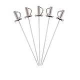 Hemoton Cocktail Picks, 5pcs Reusable Stainless Steel Toothpicks Martini Olive Skewers, Metal Drinks Skewers Garnish Sticks for Appetizers, Desserts, Party Food, Home Bar, Christmas