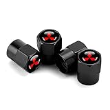 4pcs Auto Tire Air Valve Caps- Car Wheel Tyre Dust Stems Cover with Logo Emblem Waterproof Dust-Proof Universal fit for All Cars (black, fit Mitsubishi)