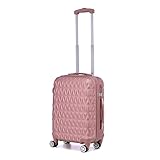 Hard Shell Cabin Carry On Suitcase 55 cm 2.5 kg 35 litres 4 Wheels with Built in 3 Digit Combination Lock, Approved for Ryanair, easyJet, British Airways & More (Rose Gold)
