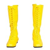 Pro Wrestling Costume Boots Super Hero Wrestler Halloween Cosplay, Yellow, Large
