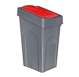 Optimal Products 50L Plastic Recycling Bin Rubbish Dustbin Kitchen Garden Recycle Waste Bin With Lid (Red, 1)