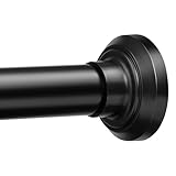 Matte Black Shower Curtain Pole 84 to 183 cm, 1 Inch Extendable Tension Rods for Curtains No Drill, Shower Rail for Bathroom, Closet, Window, Room Divider, Never Rust, Non Slip