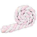 IIQI 6 Knots Widen Cushion, 20-22cm Width Soft Knot Handmade Back Pillows for Sofa Border Bedroom Home Decoration (Pink White 14+69,2M)