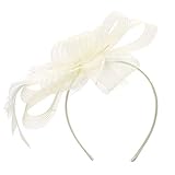 Ladies Retro Elegant Flower Hair Fascinator Hat Feather Mesh Net Veil Wedding Hats Vintage Hair Accessories Women Headwear with Headband and Clip for Cocktail Tea Party