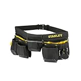 STANLEY Essential Tool Belt Pouch Apron, Multiple pockets, Integrated Hammer Loop, Tape Pocket for Easy Reach When Working, Adjustable Belt and Buckle, 1-96-178