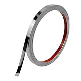 JSIWOTH Stainless Steel Wall Trim Molding, Peel and Stick Metal Mirror Finish Trim, Flexible Self-Adhesive Strip for Mirrors, Walls, Windows & Furniture, Chrome Silver 5M x 10mm