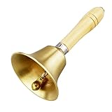 HXMJIED Metal Tea Hand Bell - Service and Dinner Bell, Extra Loud Call With Wooden Handle, Solid Brass Handbells for Counter Reception, Elderly and Adults