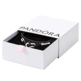 Pandora Moments Brown braided double leather bracelet with sterling silver clasp