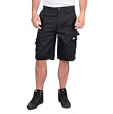 Lee Cooper Classic Multi Pocket Cargo Heavy Duty Easy Care Workwear Shorts, Black, 38W