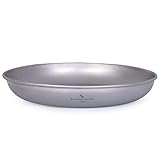 Boundless Voyage Ultralight Titanium Pan Dish Plate with Carry Mesh Bag Outdoor Titanium Dishware and Utensils Mess Kit for Camping Backpack Ti15138B