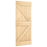 vidaXL Solid Pine Wood Door Narvik 85x210 cm - Rustic Design, Space-Saving Sliding Door Suitable for Wooden and Concrete Walls, Assembly Required, Untreated Brown Wood