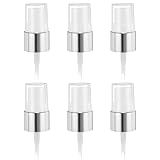 sourcing map 6 Pcs Silver White Spray Top, 18/410 Fine Mist Sprayer Reusable Replacement Spray Bottle Pump Plastic Top for Cosmetic Perfume and Body Sprays Bottle