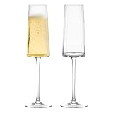 Anton Studio Designs Empire Handmade Champagne Flutes Perfect Party Tableware for Weddings and Celebrations - 250 ml - Clear - Set of 2 Elegant Champagne Glasses