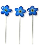 Set of 3 Handcrafted Forget Me Not Metal Garden Ornaments - 48cm Tall Unique Garden Stakes for Pots & Borders - Durable, Handcrafted Outdoor Decorations - Vibrant Blue Flowers for Garden - set of 3