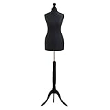 Female Tailors Dummy Bust Size 8/10 Dressmakers Fashion Mannequin Students Cream With Lightwood Stand (Black)