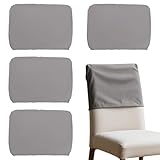 Foppla 4Pcs Dining Chair Back Covers Elastic Polyester Chair Back Protective Cover Dustproof Backrest Slipcover Grey/Black for Home Office(grey-m)
