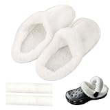 KASESSS Insoles for Crocs Clogs Replacement, Fluffy Fur Lined for Crocs, Winter Clogs Liner with Shoelace Cover, Short Plush Insert Lining Shoe Inner for Clogs Removable, Insole Inside Length 240mm