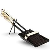 Fireplace Shovel & Brush Set – Heavy Duty Fireside Tool Set for Ash, Coal & Wood Burner – Durable Metal Fire Accessories for Home, Log Burners & Open Fires Black & Brass Brush & Shovel - FIRE98