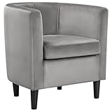 Yaheetech Velvet Tub Chair, Modern Upholstered Armchair, Accent Club Sofa Chair for Living Room Bedroom Lounge Reception, Grey