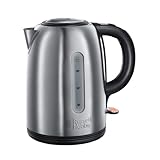 Russell Hobbs Brushed Stainless Steel & Black Electric 1.7L Cordless Kettle (Fast Boil 3KW, Removable Washable Anti-Scale Filter, Push to Open lid, Perfect Pour spout) 20441