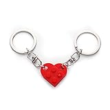 KINBOM Heart Keychain Set, Red Heart Keychain Small Brick Heart Keychain for Couples, 2Pcs Matching Heart Decorations Valentines Gift for Girlfriend Boyfriend