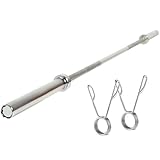 Modern Fitness 7FT 2.2m Olympic Barbell 20KG with Spring Collars for Weightlifting, Powerlifting, Bodybuilding, Gym and Home Workouts