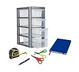 Small 4 Tier Desktop Drawer Unit Silver Stationery Storage Filing Tower Unit Holds A5 Paper