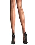 Yummy Bee - Sheer Tights for Women - Seamed Tights - Back Seam Tights - Plus Size Sheer Tights 8-18 (Nude, L)