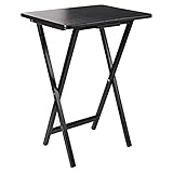 Unibos Indoor &Outdoor Tea Coffee Snacks Garden Camping TV Laptop Portable Folding Sturdy and Durable Rubber Wood Table (Black)