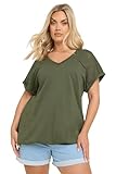 Yours Curve Green Crochet Bubble Hem T-Shirt - Women's - Plus Size Curve