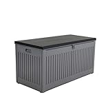 CHARLES BENTLEY, 270L, Outdoor, Garden, Plastic, Storage Box, Grey Body, Black Lid, Moulded Handles, Padlock Hasp, Sliding Lifts, PP Vacuum, Indoor, Outdoor, Steel, Storage Chest (109x54.7x51.3cm)