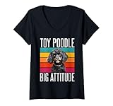 Womens Toy Poodle big Attitude Toy Poodle V-Neck T-Shirt
