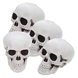 Cabilock 4Pcs Realistic Plastic Skull Ornaments, Mini Horrible Halloween Skull Props Ornament, Halloween Decorations for Home Bars Haunted Houses Party