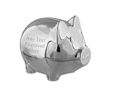[Custom] Personalised Engraved Silver-plated Piggy Bank Money Box Christening / Birthday / Baby Gift