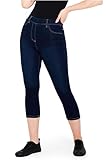 CityComfort Womens Cropped Jegging Jeans, 3/4 Length High Waist Denim Leggings (Dark Blue, 12)