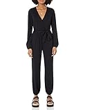Amazon Essentials Women's Knit Surplice Jumpsuit (Available in Plus Size), Black, L