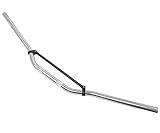 Motorcycle Handlebars 22mm 7/8 inch with Cross Brace Bar for Motocross Streetfighter Supermoto Enduro (Silver/Black)
