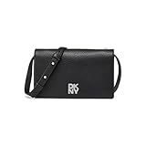 DKNY Women's ETTA Wallet ON A String Handbag, Black/Silver, black/silver, Small