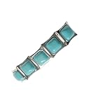 Silver Tone Navajo Southwest Western Vintage Mid Century Style Resin Turquoise Chunky Statement Stretch Bracelet