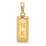 JewelryWeb 14ct 3 D-14ct Yellow Gold Solid Polished Bar Pendant Necklace 22.2x7.1mm-Pendant for Women