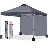 MASTERCANOPY Durable Ez Pop-up Gazebo Tent with 1 Sidewall (3x3M,Dark Grey)