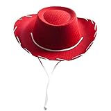 Adults Red Cowboy Hat for Men & Women – EVA Foam Western Fancy Dress Accessory with Chin Tie – Unisex Costume Hat for Wild West Cowgirl Cowboy Jessie Outfits Fancy Dress Parties & Themed Events