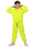 A2Z 4 Kids Plain Tracksuit Contrast Fleece Hoodie with Joggers - T.S Contrast Trim Neon Green Black 9-10.
