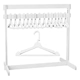 UNICRAFTALE High Mini Dolls Garment Rack with 15Pcs Wooden Clothes Hanger Small Dolls Clothes Rack White Mini Doll Closet Doll Clothes Storage Dollhouse Furniture for Dollhouse Cat and Puppy 30cm