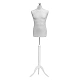 Male Tailors Dummy Bust Size 41 Dressmakers Fashion Mannequin Students White With White Tripod Stand