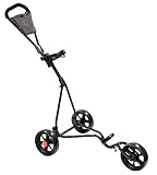 EzeGlide Junior Cruiser Trolley – Kids 3 Wheel Push Golf Cart, Lightweight Compact Frame, Easy Fold Design, Durable and Child Friendly, Black